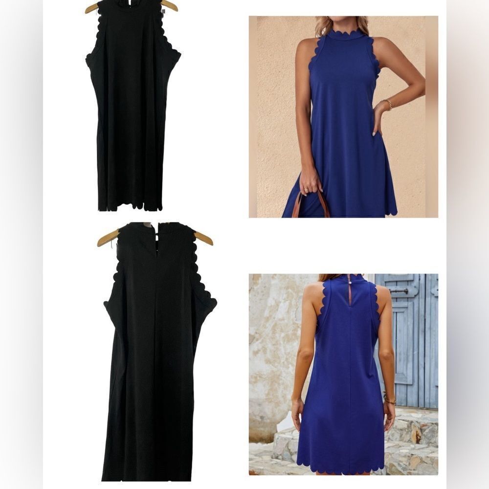 La Mode Scallop Black Mini Sleeveless Dress Size XXL NWT